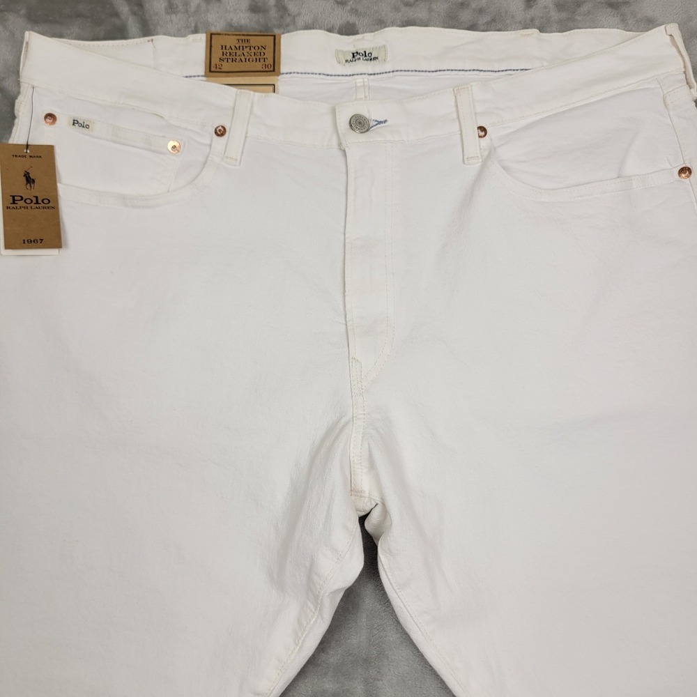 Polo Ralph Lauren The Hampton Relaxed Straight White Stretch Jeans Men's 42x30 - Picture 2 of 13